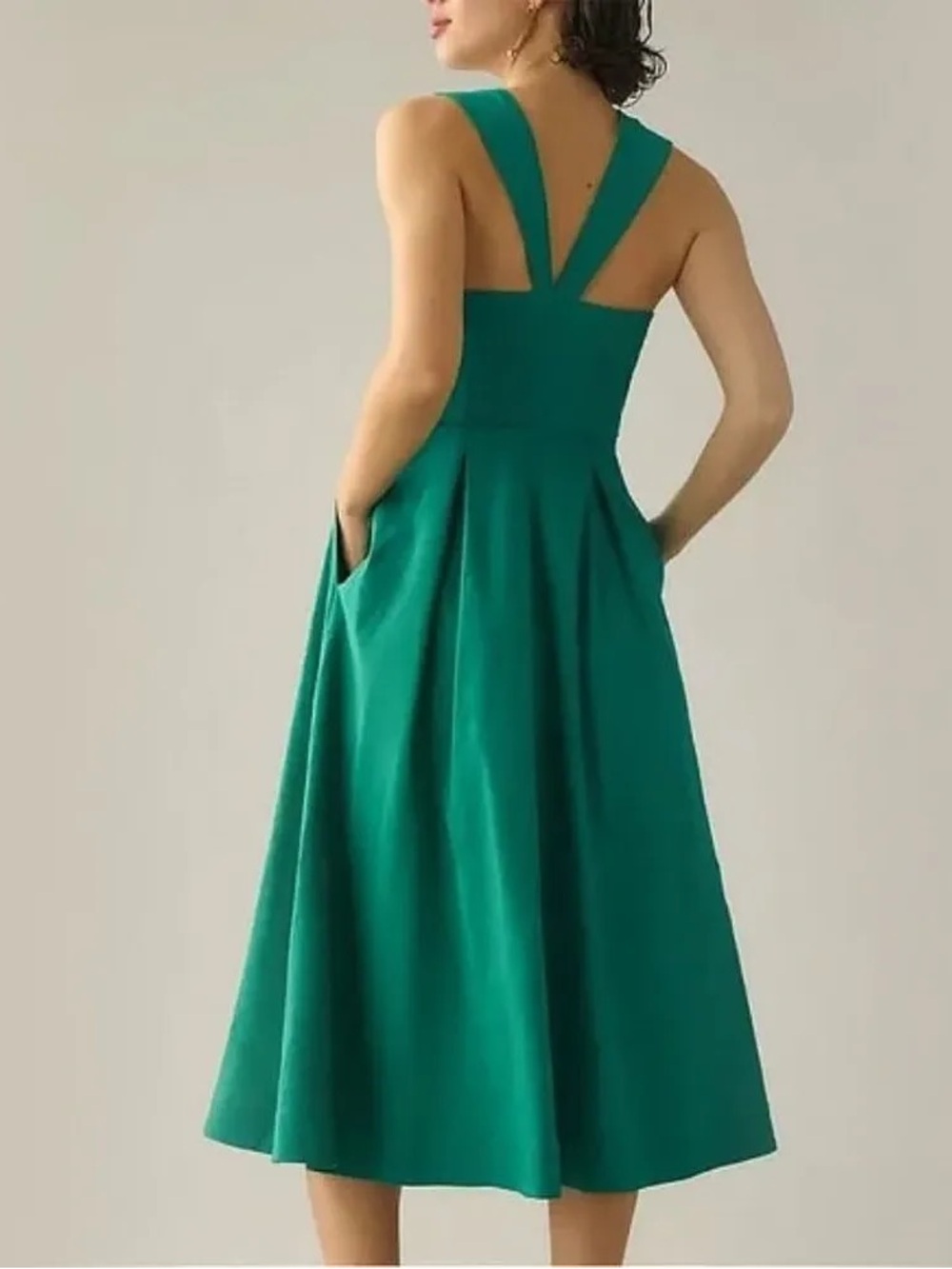 Maeve Green Square-Neck Button-Front Midi Dress - Picture 6 of 15
